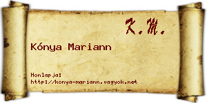 Kónya Mariann névjegykártya