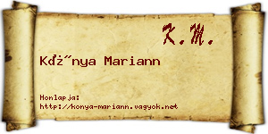Kónya Mariann névjegykártya